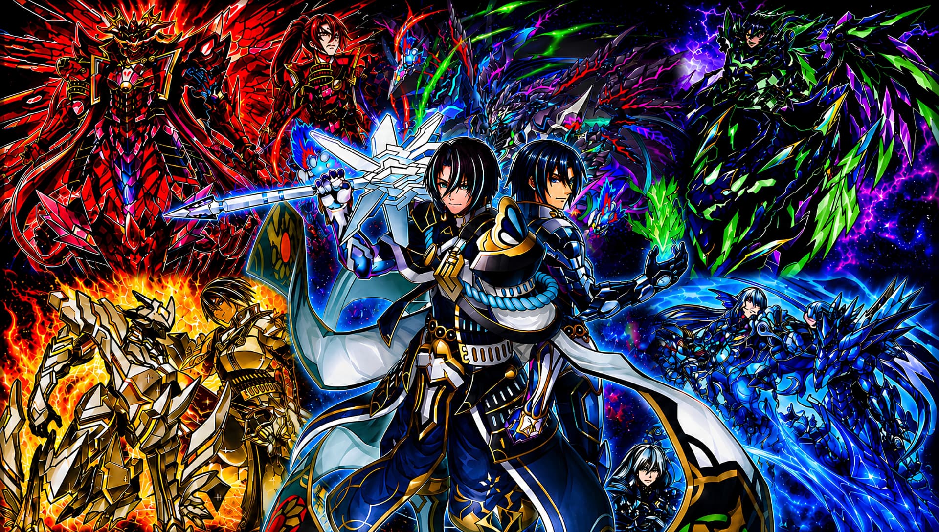 Multicolor duelist roster playmat design