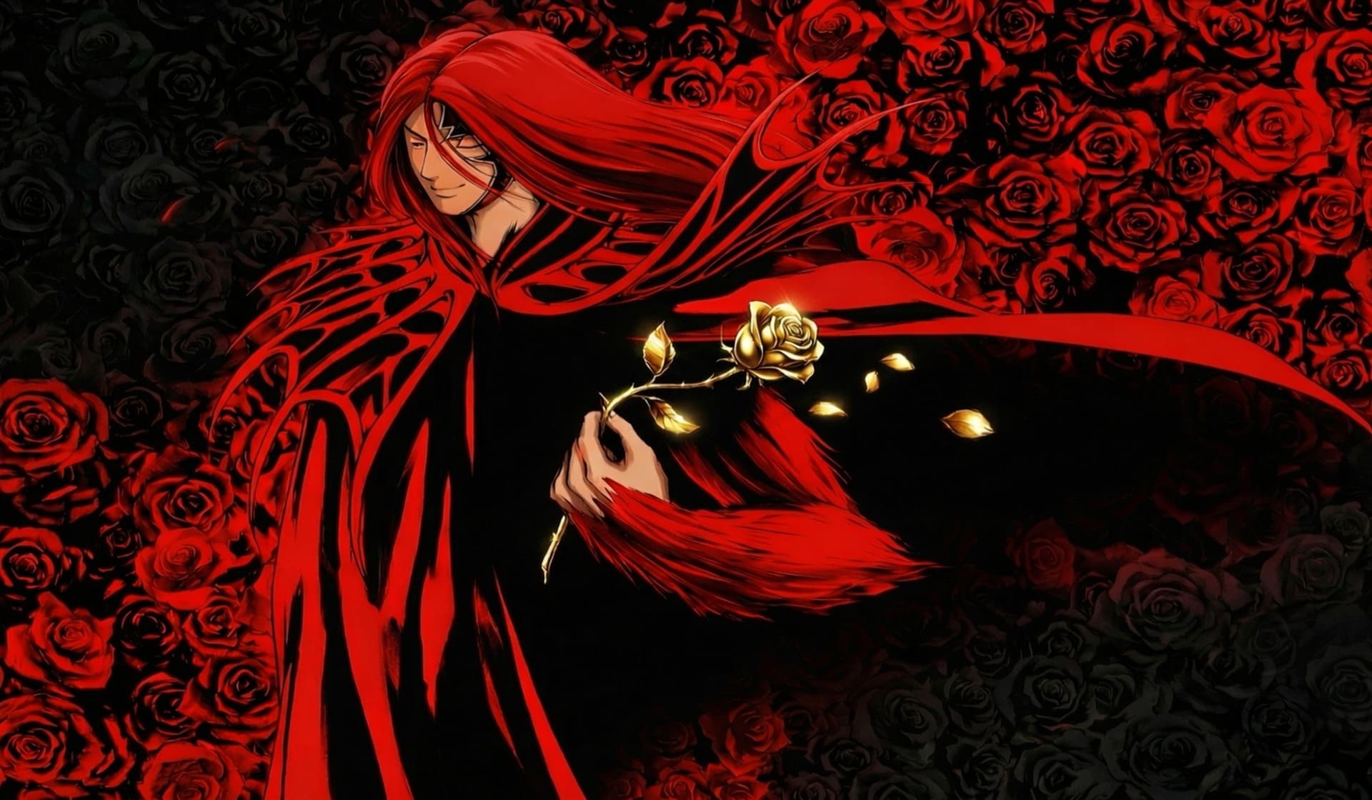 Crimson rose cloaked duelist playmat design